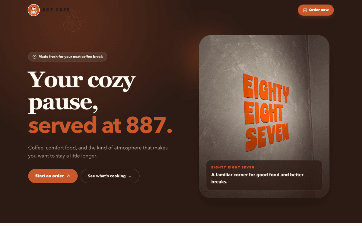 887 Cafe application preview